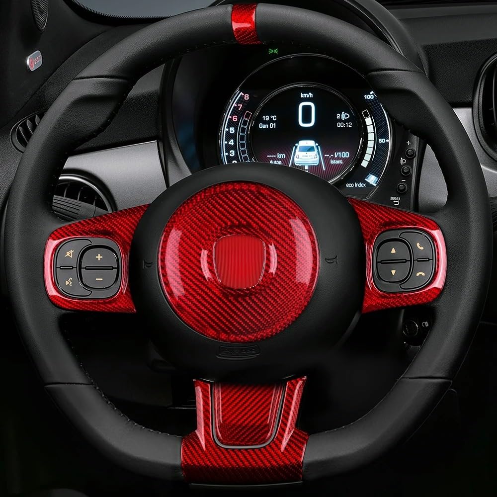 Auto Innendekoration Auto-Innenraum Echte Harte Kohlefaser-Aufkleber Für Fiat Für 500 Für Abarth 595 695 2008 09 10 11 12 13 14 15 16 2017 2018 2019 2020 2021 2022 2023 Auto Zubehör Innenraum(1Set Typ von HONGYISM