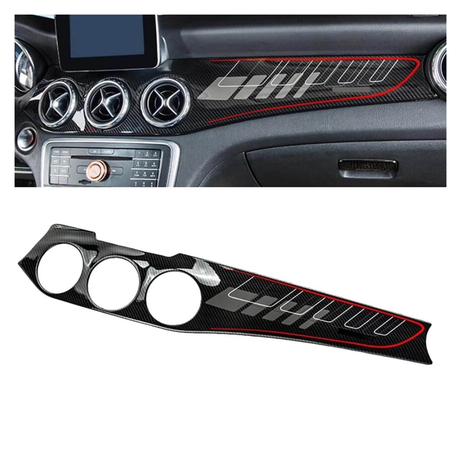 Auto Innendekoration Für Benz Für CLA W176 W156 W117 LHD Auto Instrument Panel Trim Air Outlet Abdeckung Instrument Trim Streifen Zentrale Bedienfeld Auto Zubehör Innenraum(Carbon Color or Red) von HONGYISM