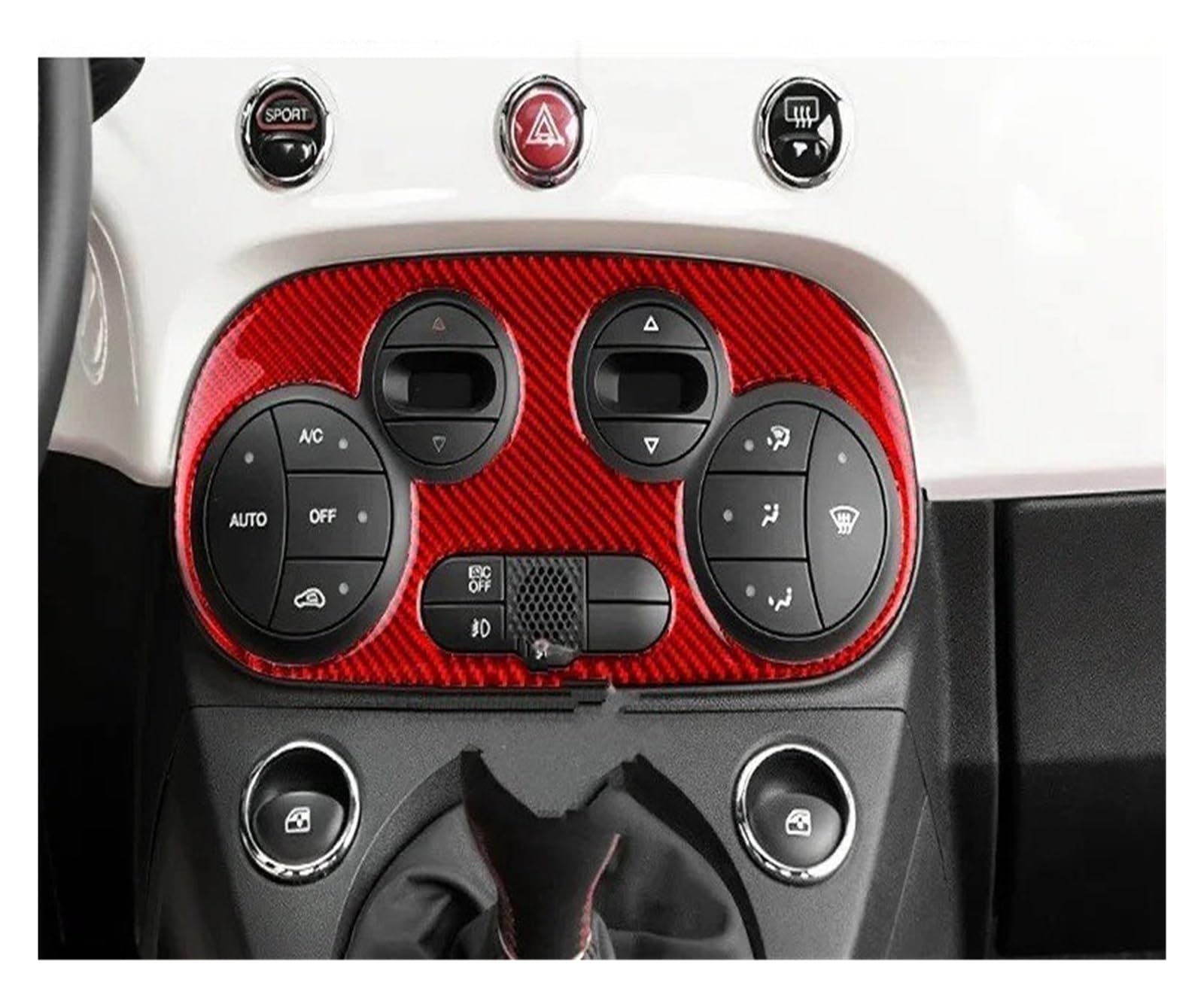 Auto Innendekoration Für FIAT Für 500 2008-2023 500e 2013-2019 Für Abarth 595 695 2012-2018 2019 2020 2021 2022 2023 Echte Weiche Carbon Faser Auto Zubehör Innenraum(Digital Climate RD) von HONGYISM