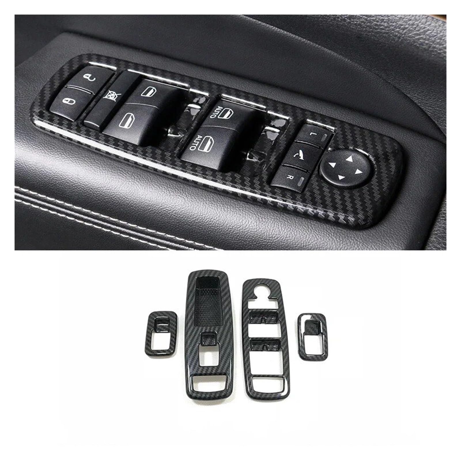 Auto Innendekoration Für Jeep Für Grand Für Cherokee 2014 15 16 17 18 19 2020 ABS Chrom/Carbon Auto Schaltknauf Rahmen Panel Trim Rahmen Aufkleber Zubehör Auto Zubehör Innenraum(G) von HONGYISM