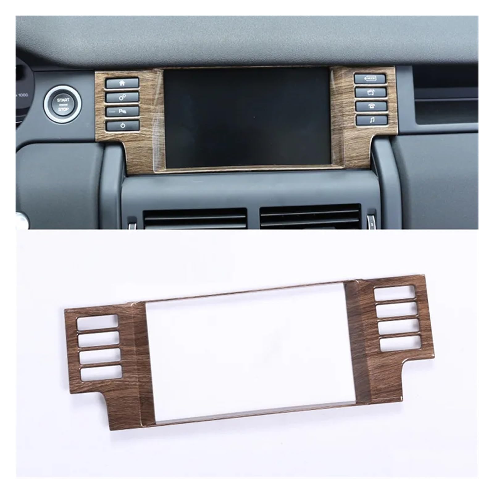 Auto Innendekoration Für Land Für Rover Für Discovery Für Sport 2015 2016 2017 2018 2019 ABS Silber/Schwarz Auto Navigation Rahmen Abdeckung Trim Aufkleber Auto Zubehör Innenraum(Walnut Wood Grain) von HONGYISM