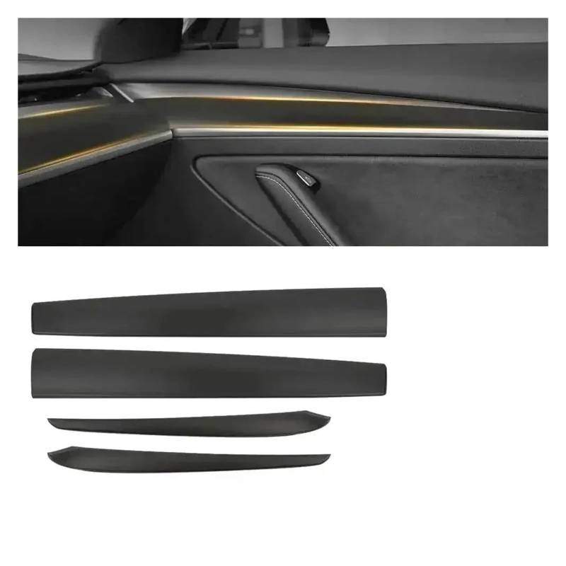 Auto Innendekoration Für Modell 3 Für Modell Y 2019 2020 2021 2022 2023 2024 Armaturenbrettabdeckung Und Türverkleidung Auto Zubehör Innenraum(Matte Black 4PCS) von HONGYISM