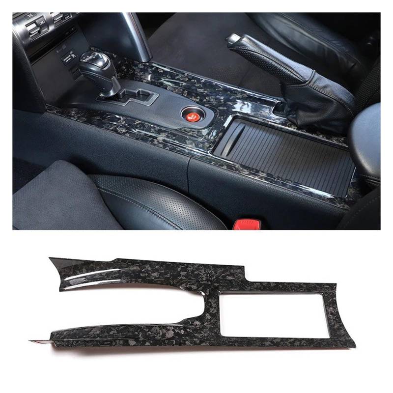 Auto Innendekoration Für Nissan Für GTR R35 2008-2016 Zubehör Innen Real Carbon Fiber Car Center Konsole Wasser Tasse Panel Getriebe Rahmen Trim Abdeckung Auto Zubehör Innenraum(Forged pattern-LHD) von HONGYISM