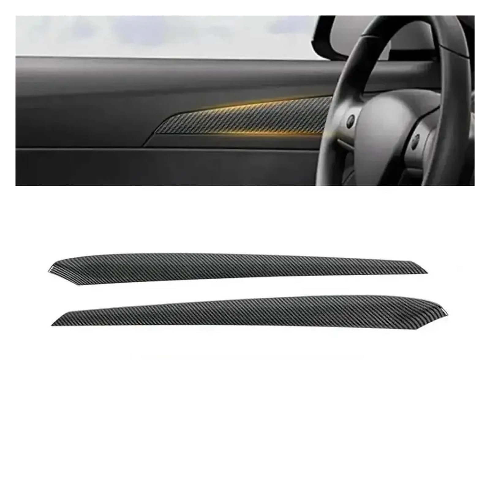 Auto Innendekoration Für Tesla Für Modell 3 Für Modell Y 2019 2020 2021 2022 2023 2024 Dashboard Abdeckung Und Tür Trim Panel Dash Trim Kompatibel Mit Auto Zubehör Innenraum(Matte Carbon 2pcs A) von HONGYISM