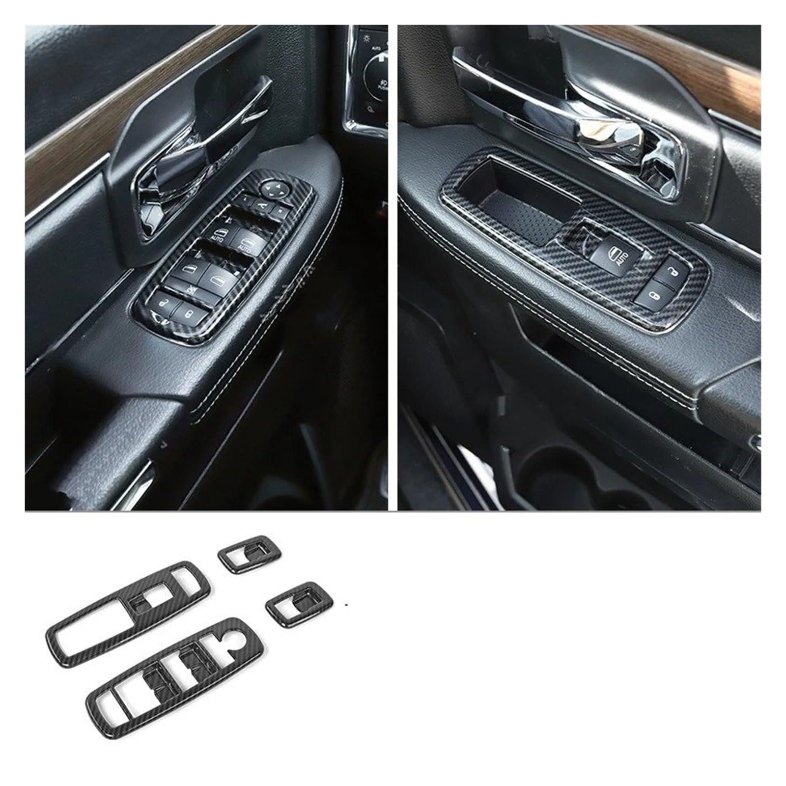 Auto Innendekoration Innendekoration Abdeckung Trim Zubehör Für Dodge Für Ram 1500 2010 2011 2012 2013 2014 2015 2016 2017 ABS Carbon Faser Auto Zubehör Innenraum(Window Lift Button B) von HONGYISM