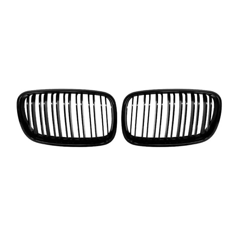 Front Kühlergrille 1 Paar Für Für X5 Für X6 E70 E71 2008–12 13 2014 Frontgitter, Glänzend Mattschwarz, Nierengrill, Kohlefaser-Ersatz, Frontstoßstangengitter Auto Kühlergrill(Double Line Black) von HONGYISM