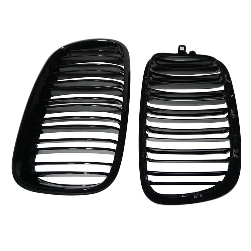 Front Kühlergrille 2 STÜCKE Für Für X5 E70 Für X6 E71 2007 2008 2009 2010 2011 2012 2013 2014 Glanz Schwarz Vorne Niere Einzellamelle Racing Grill Auto Kühlergrill(Black Dual Slat) von HONGYISM