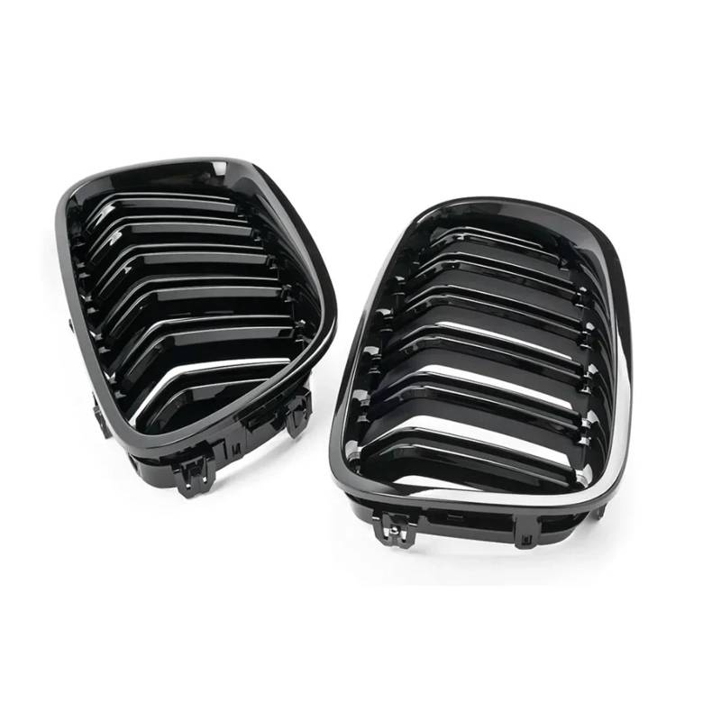 Front Kühlergrille 2 Stück Für 5er F10 F11 F18 2010–2017 Dual-Line-Renngitter Auto-Stil Glänzend Schwarz Vorne Nieren-Doppellamellen-Grill Auto Kühlergrill(Glossy Black) von HONGYISM