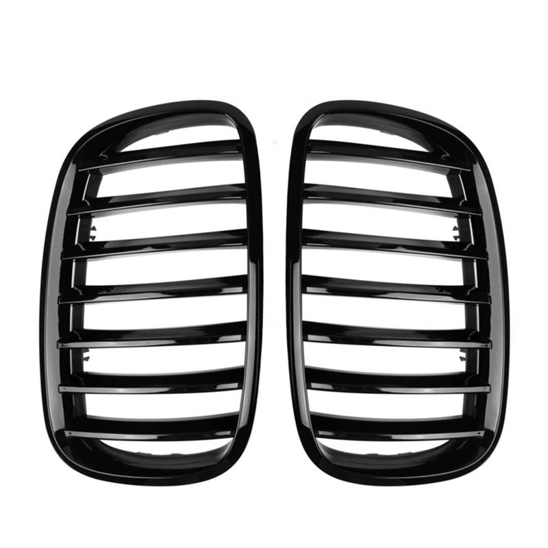 Front Kühlergrille 2PCS Für Für X5 E70 Für X6 E71 2007 2008 2009 2010 2011 2012 2013 2014 Glanz Schwarz Front Niere Einzigen Lamellen Racing Grill Grille Auto Kühlergrill(Black Single Slat) von HONGYISM