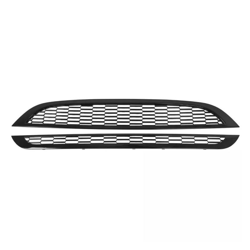 Front Kühlergrille 2PCS Für Mini Für Cooper R50 R52 R53 2001-2006 51137026202 Glänzend Schwarz Front Upper & Lower Honeycomb Mesh Front Grill Grille Auto Kühlergrill von HONGYISM