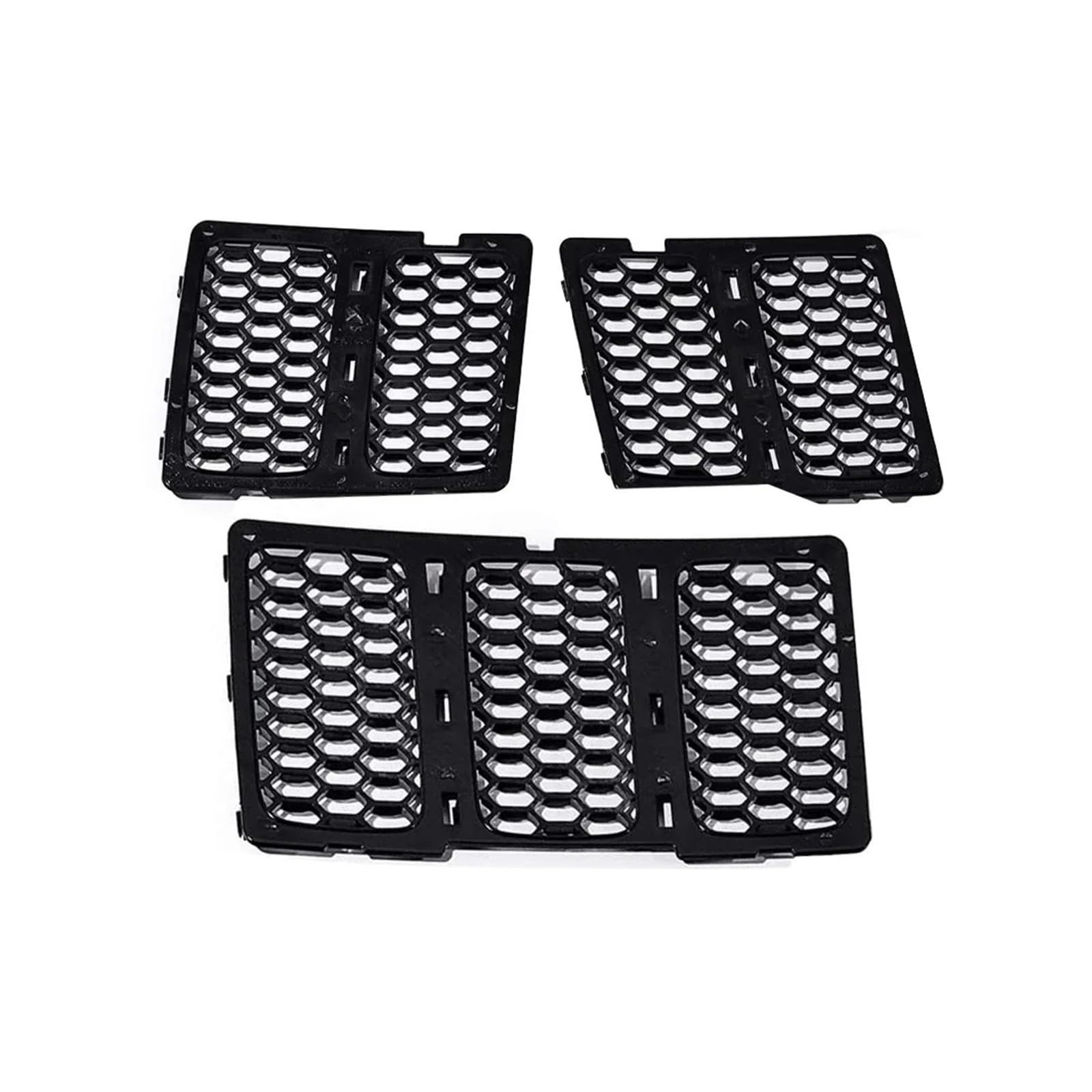 Front Kühlergrille 3 Stück Für Jeep Für Grand Für Cherokee 2014 2015 2016 Frontgrilleinsätze Trim Mesh Mattschwarz Silber Honeycomb Insert Mesh Grille Insert Kit Auto Kühlergrill(Schwarz) von HONGYISM