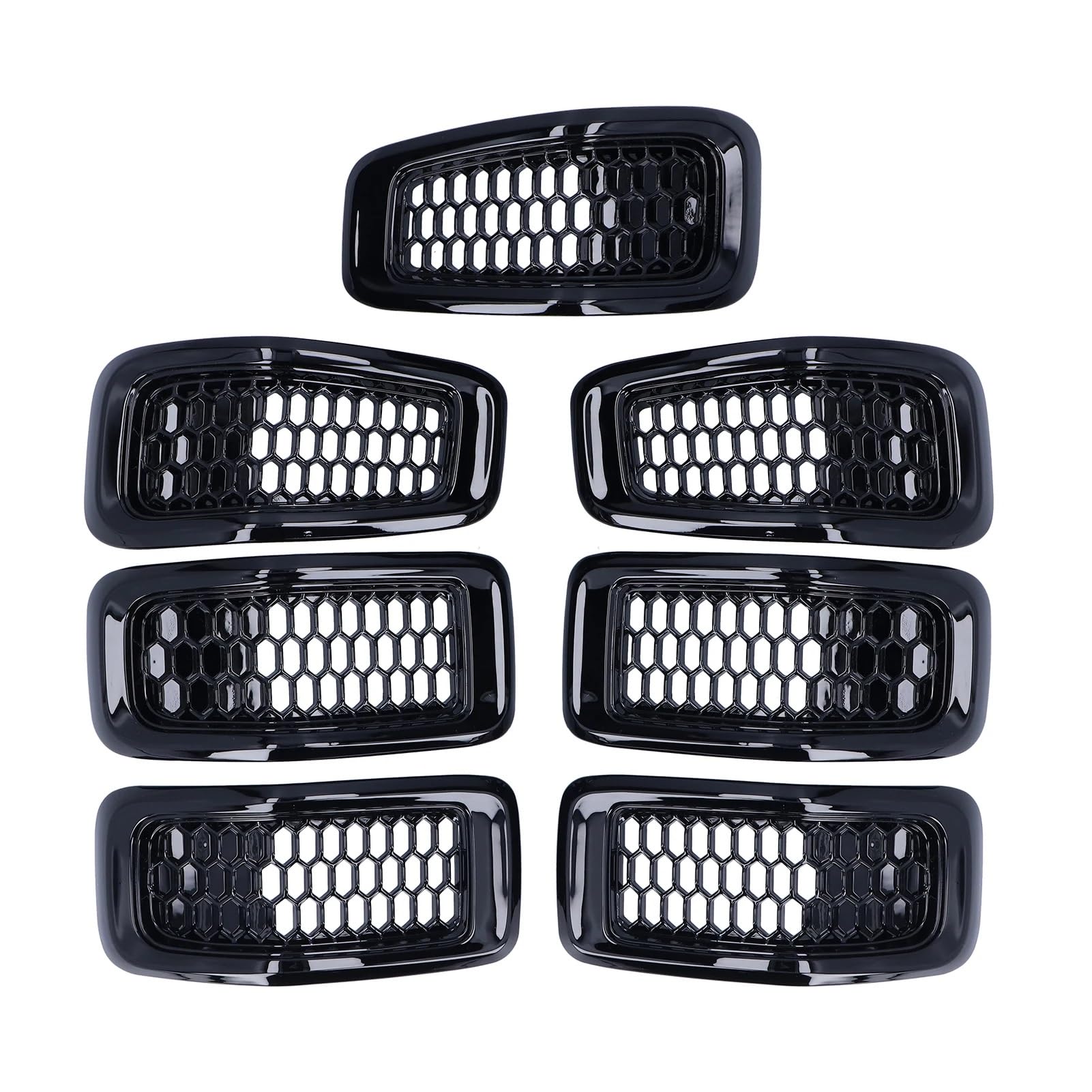 Front Kühlergrille 7 Stücke Für Jeep Für Cherokee 2014-2018 Auto Front Grill Einsatz Grille Netz Abdeckung Trim Aufkleber Ersatz Auto Zubehör Auto Kühlergrill(Chrome Frame) von HONGYISM