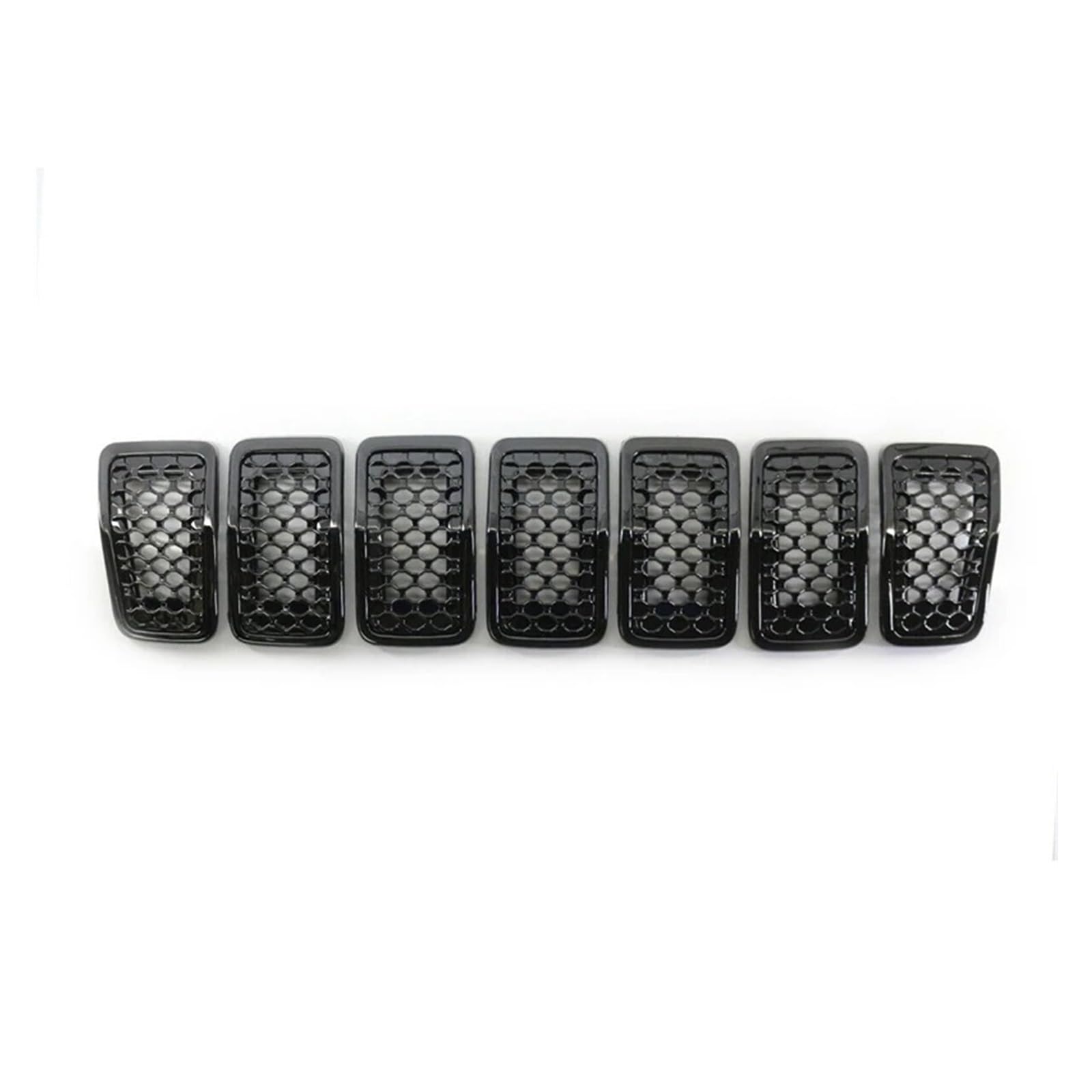 Front Kühlergrille 7PCS Für Jeep Für Cherokee 2019 2020 2021 2022 Auto Vorderen Stoßfänger Zentralen Grill Abdeckung Trim Ersetzt Mesh Waben Racing Gitter Auto Kühlergrill(Schwarz) von HONGYISM