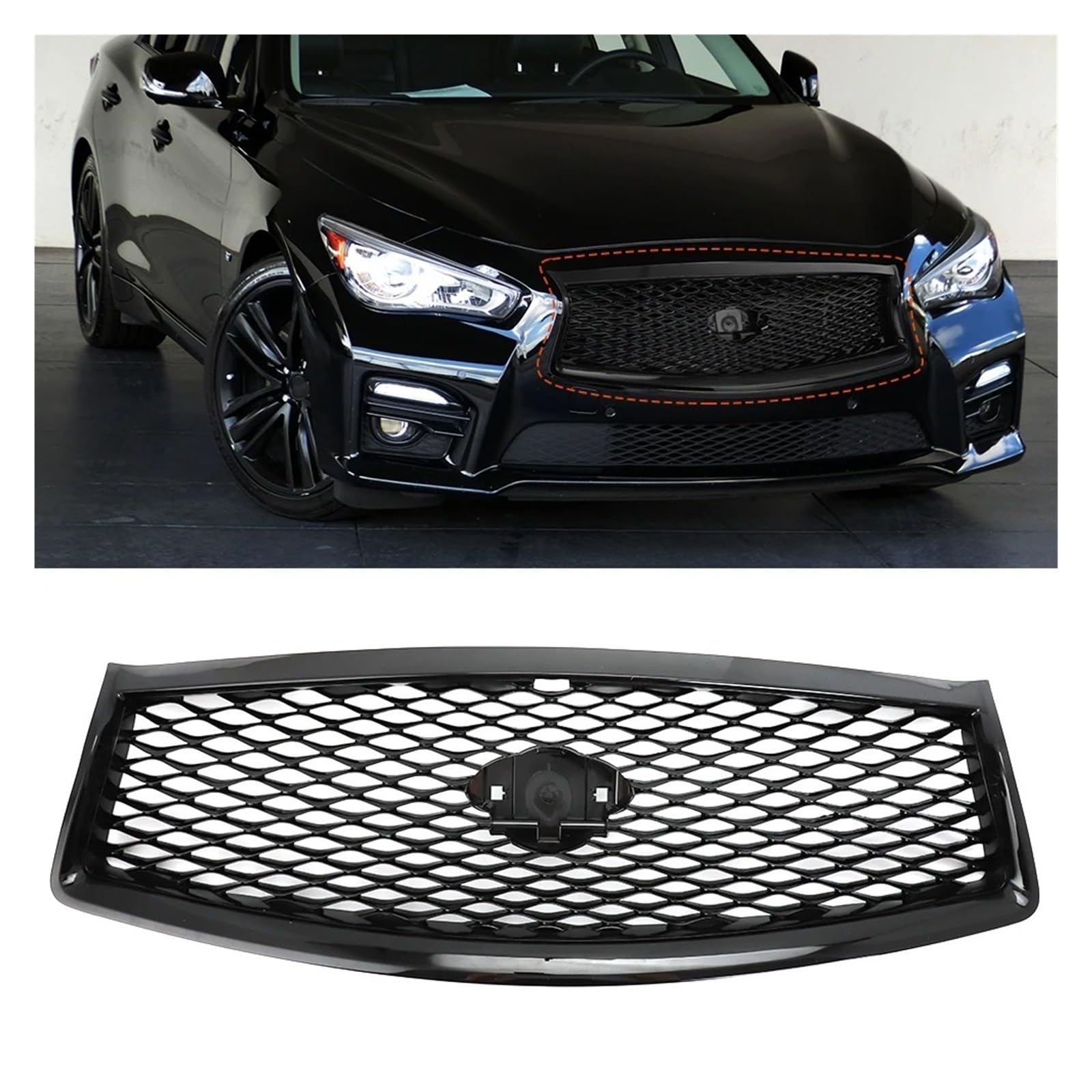 Front Kühlergrille Auto Front Kühlergrill Renngrill Für Infiniti Q50 Q50S 2014 2015 2016 2017 Kühlergrillersatzkörper Upper Stoßfänger Kapuzengitter Auto Kühlergrill von HONGYISM