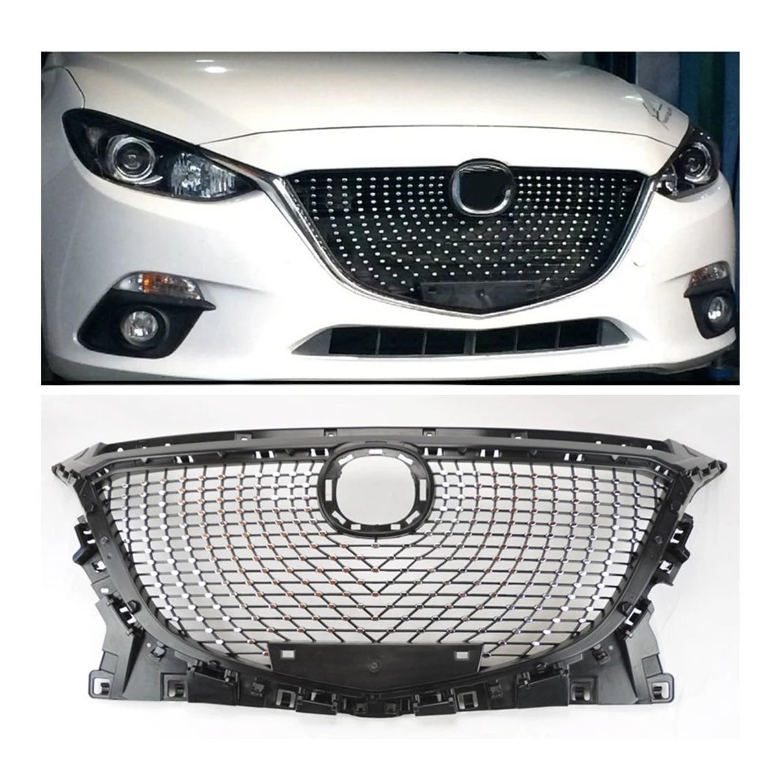 Front Kühlergrille Auto Oberen Racing Grill Für Mazda 3 Für M3 2014 2015 2016 Frontgrill Ersatz Stoßstange Haube Mesh Grid Körper Kit Auto Kühlergrill von HONGYISM