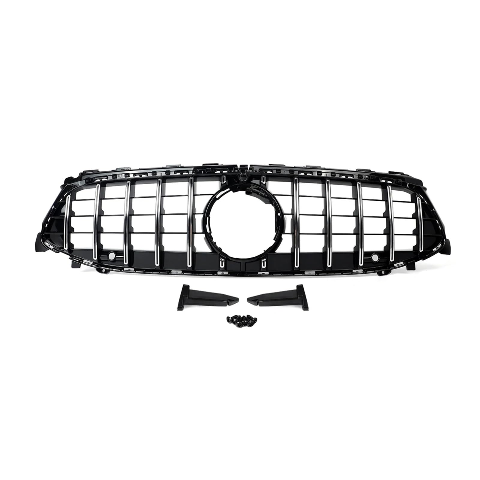 Front Kühlergrille Chrom GT Kühlergrill Für Benz Für CLA-Klasse W118 CLA200 CLA250 CLA35 2023-2024 Auto Frontstoßstangengrill Gitter Oberer Kühlergrill Auto Kühlergrill(Chrome Black) von HONGYISM