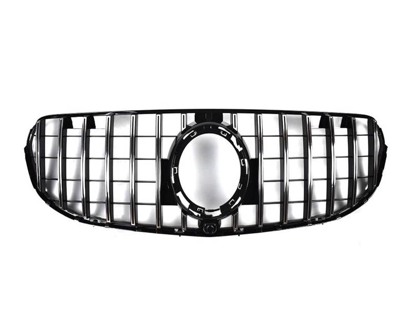 Front Kühlergrille Diamant Für GT Stil Front Stoßstange Kühlergrill Einlass Grill Für Benz Für GLC X253 2019 2020 2021 300 200 220 Tuning Haube Mesh Grid Auto Kühlergrill(GTSilvery) von HONGYISM