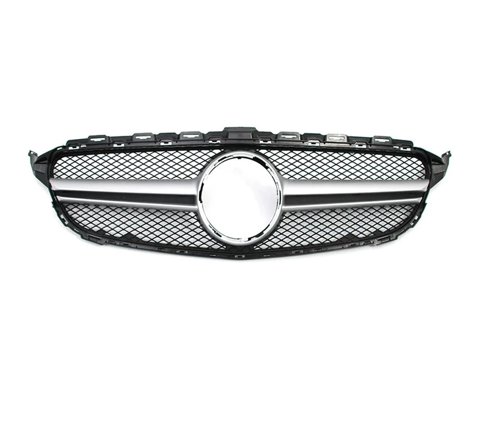 Front Kühlergrille Frontgrill Für Die Stoßstange Für Benz C-Klasse W205 C180 C200 C250 C300 2015 2016 2017 2018, Renngitter Im Chrom-Schwarz-Diamant-Stil Auto Kühlergrill(A-Chrome Silver) von HONGYISM