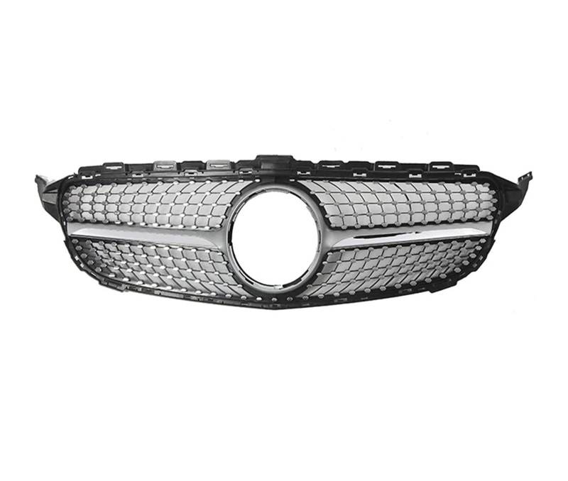 Front Kühlergrille Frontgrill Für Die Stoßstange Für Benz C-Klasse W205 C180 C200 C250 C300 2015 2016 2017 2018, Renngitter Im Chrom-Schwarz-Diamant-Stil Auto Kühlergrill(Diamonds-Silver) von HONGYISM