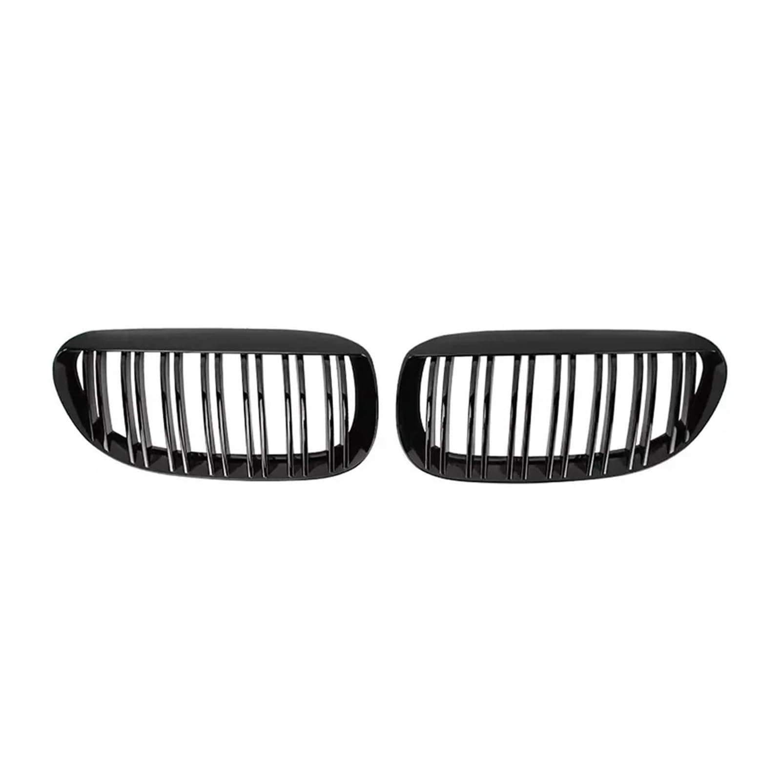 Front Kühlergrille Frontstoßstangen-Gitter Die Haube Für 6er-Serie E63 E64 2004-06 07 08 09 2010 650i Glänzende Doppellamellengitter Mattschwarzer Doppellinienstil Auto Kühlergrill(Double-Glossy Black von HONGYISM