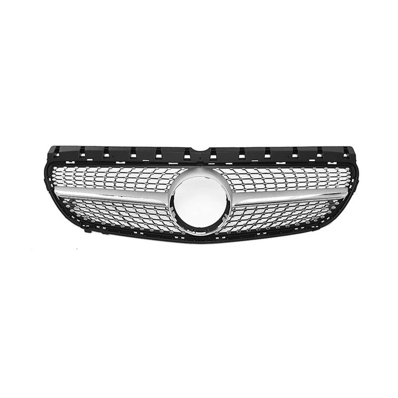 Front Kühlergrille Frontstoßstangengrill Für Benz B-Klasse W246 B180 B200 B250 2015 16 17 18 2019, Chrom-Silber-Diamanten-Stil, Glänzend Schwarz, Für GTR Auto Kühlergrill(Diamonds-Silver) von HONGYISM