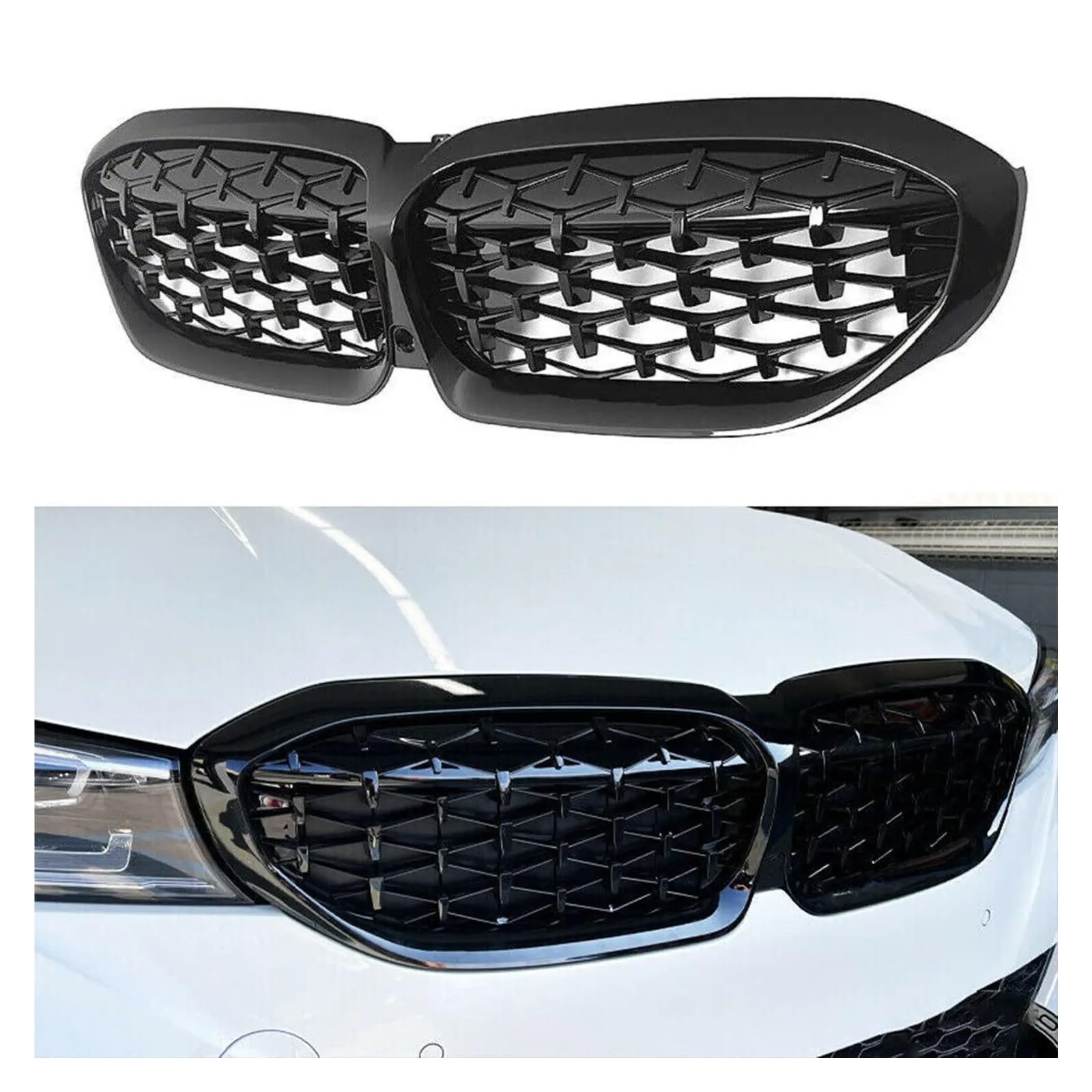 Front Kühlergrille Frontstoßstangenhaube Nierengrill Renngitter Ersatz Black Diamond Meteor Style Für 3er G20 G21 G28 2019 2020 2021 2022 Auto Kühlergrill von HONGYISM