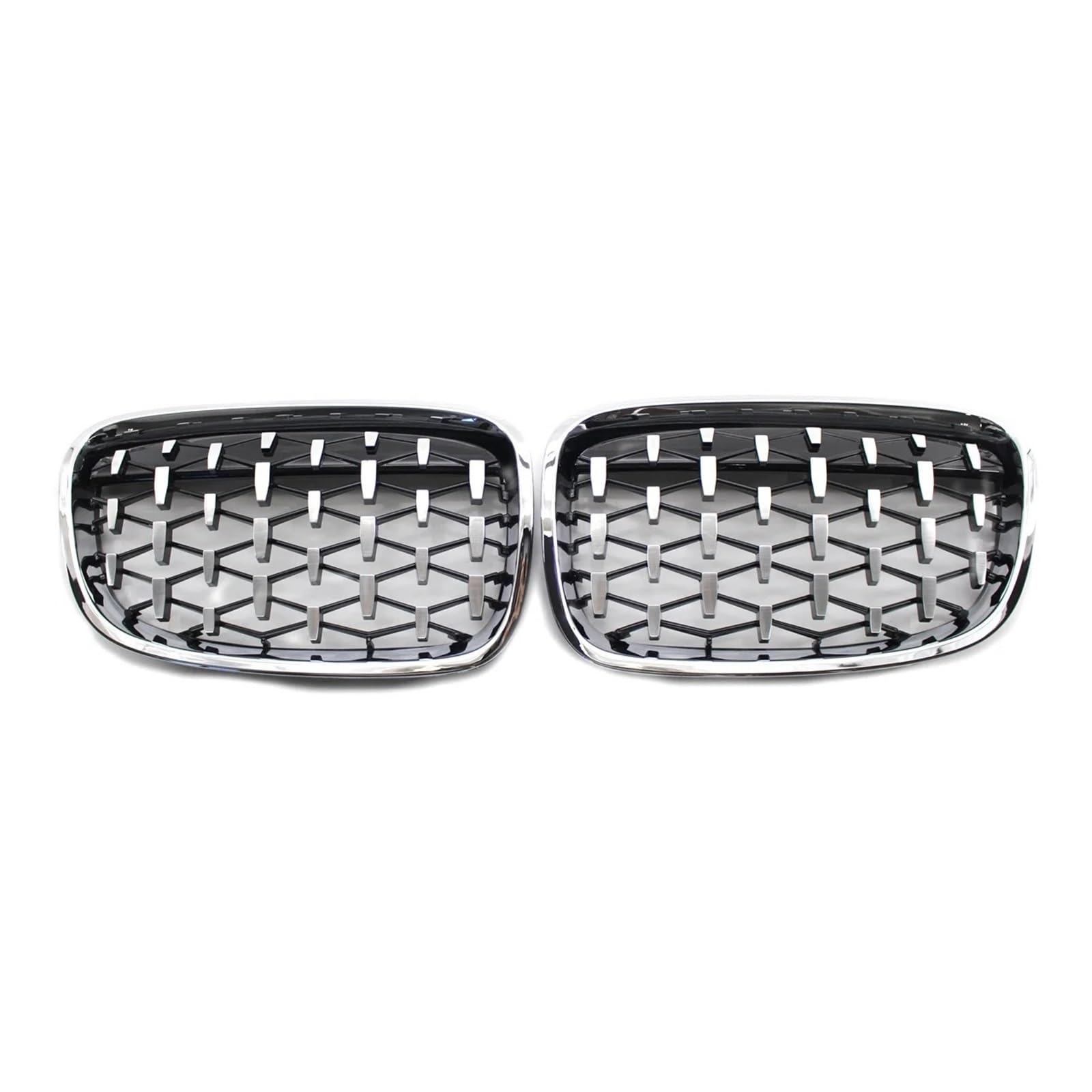 Front Kühlergrille Für 1er F20 F21 2011 2012 2013 2014 Chrom Black Diamond Nierengrill Grill 1 Paar Anti-Widerstands-Reparaturteile Für Den Außenbereich Auto Kühlergrill(Silber) von HONGYISM