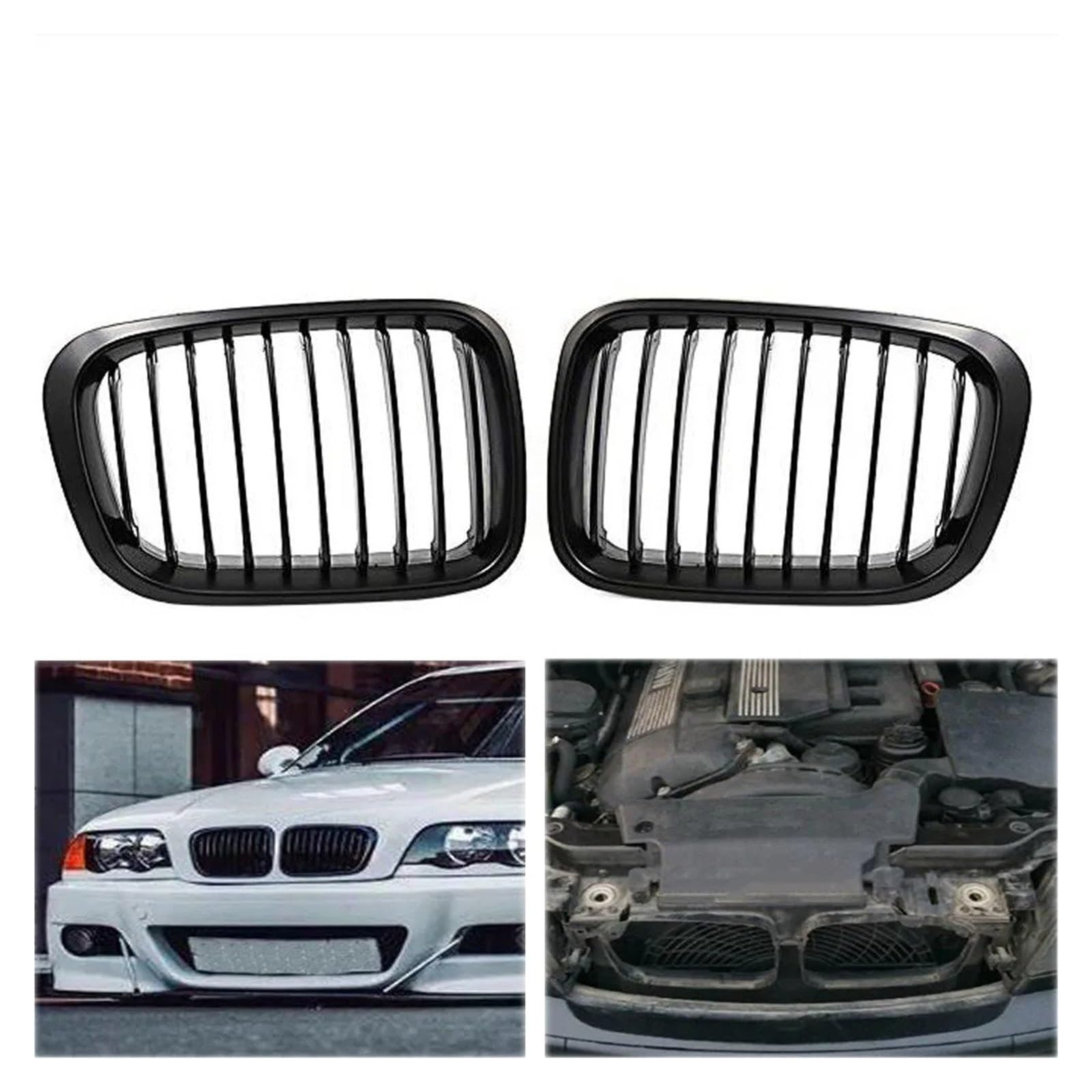 Front Kühlergrille Für 3er 1998 1999 2000 2001 E46 320i 325i 328i 330i 4-türige Limousine, Mattschwarz, Nierengitter Auto Kühlergrill von HONGYISM