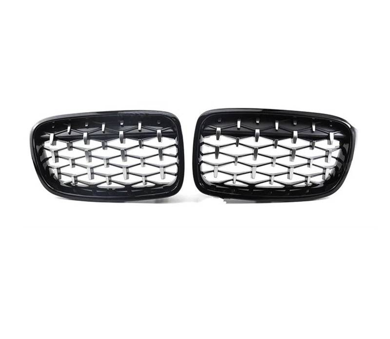 Front Kühlergrille Für 3er F30 F31 F35 2011–2019 Diamant-Frontstoßstange, Nierengrill Doppellamellen Racing-Sportgrill Autozubehör Auto Kühlergrill(Black and Sliver) von HONGYISM