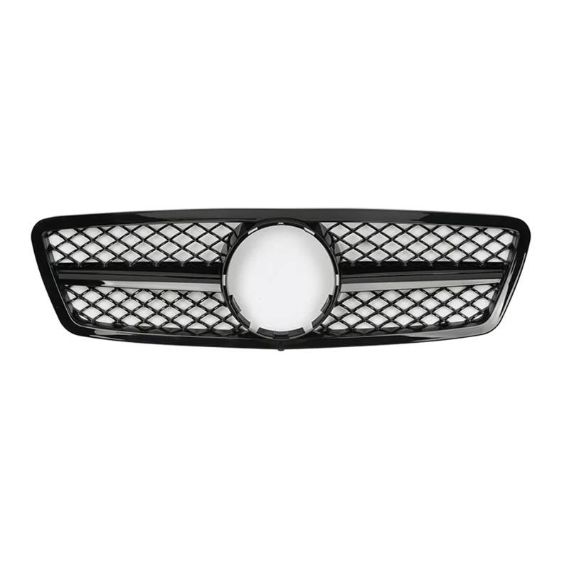 Front Kühlergrille Für Benz C-Klasse W203 C200 C240 ​​C320 2001-2007 Chrom Silber Diamanten Stil Kühlergrill Schwarz Für GTR Stil Front Stoßstange Grille Auto Kühlergrill(A-Glossy Black) von HONGYISM