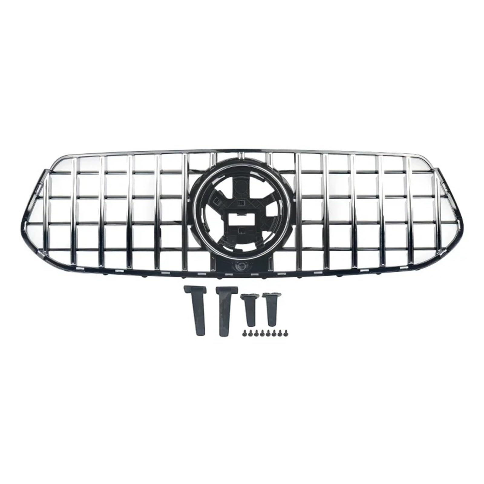 Front Kühlergrille Für Benz C167 X167 Gle350 300d 450 Zubehör 2020 2021 2022 Für GT Stil Mittleren Kühlergrill Stoßstange Grill Für GLE W167 Coupe Grill Auto Kühlergrill(Chrome Black) von HONGYISM