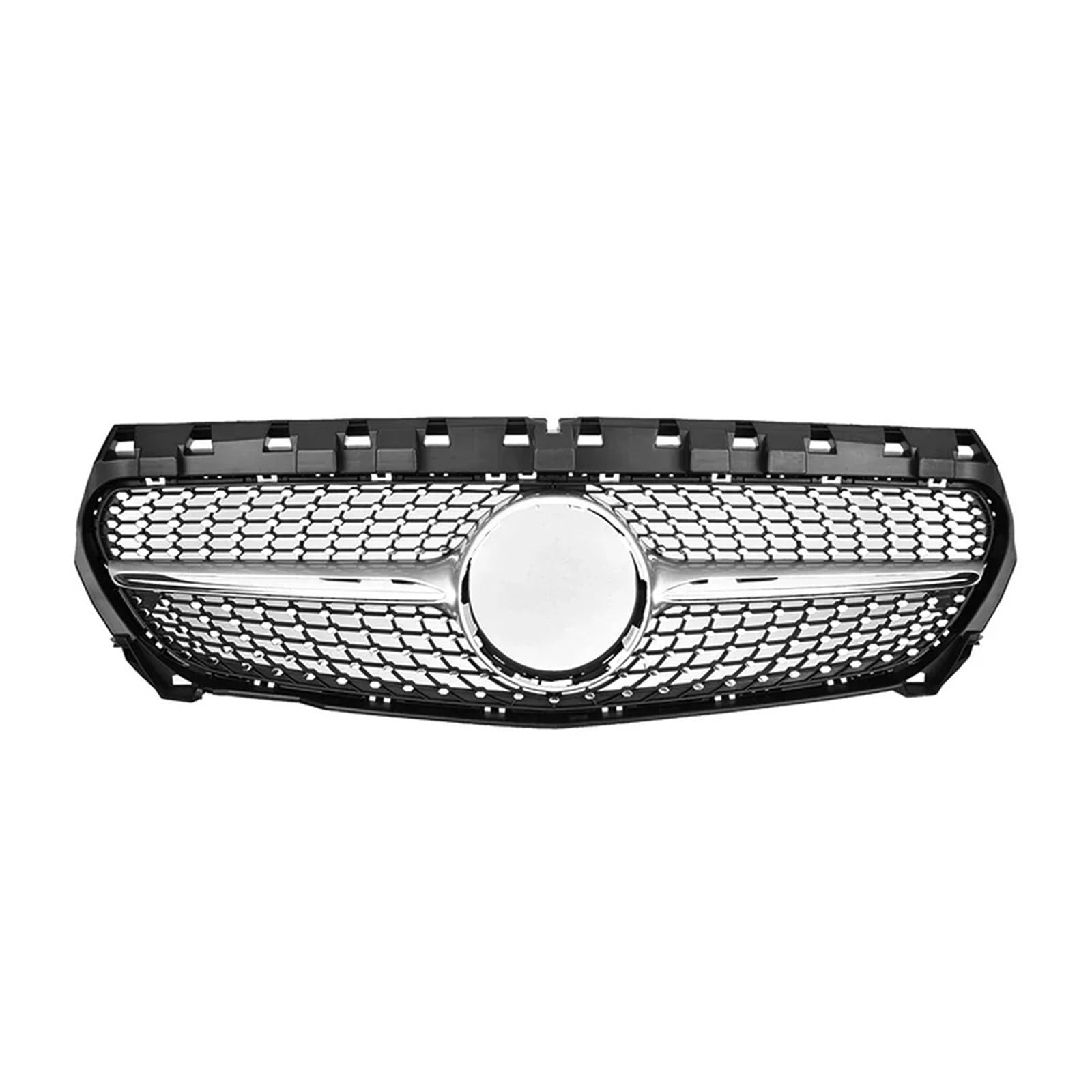 Front Kühlergrille Für Benz Für CLA-Klasse W117 C117 X117 2013-2019 Glänzend Schwarz Für AMG Stil Kühlergrill Chrom Schwarz Diamanten Stil Stoßstange Grille Auto Kühlergrill(Diamonds-Silver) von HONGYISM