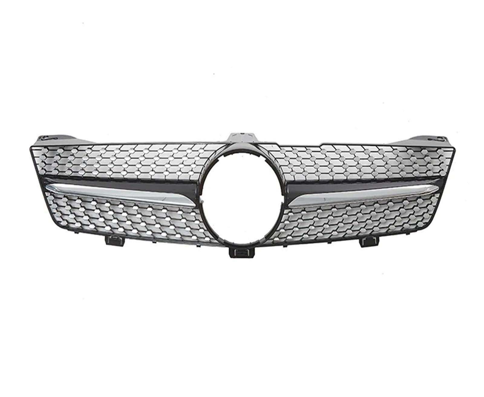 Front Kühlergrille Für Benz Für CLS-Klasse W219 CLS350 CLS500 2005-2008 Für AMG Stil Obere Gitter Chrom Silber Diamanten Stil Stoßstange Grille Auto Kühlergrill(Diamond-Chrome Black) von HONGYISM