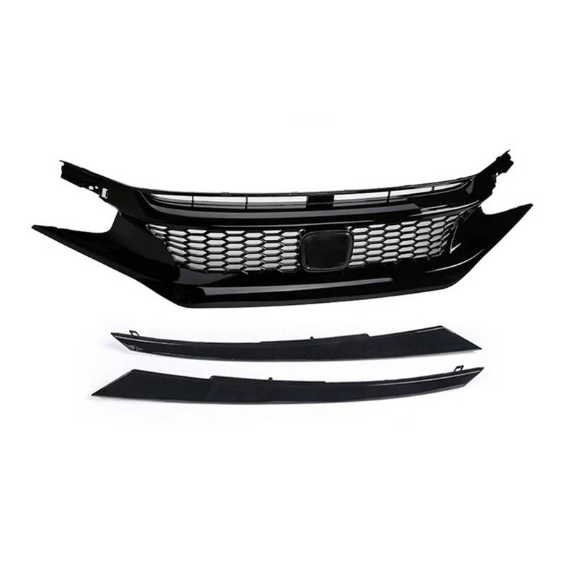 Front Kühlergrille Für Civic 10th Für Gen 2016 17 18 19 20 2021 Frontgrill Racing Grill Net Auto Grid Splitter Oberen Stoßstange Haube Mesh Grills Außen Schwarz Auto Kühlergrill(16-18 Type 2) von HONGYISM