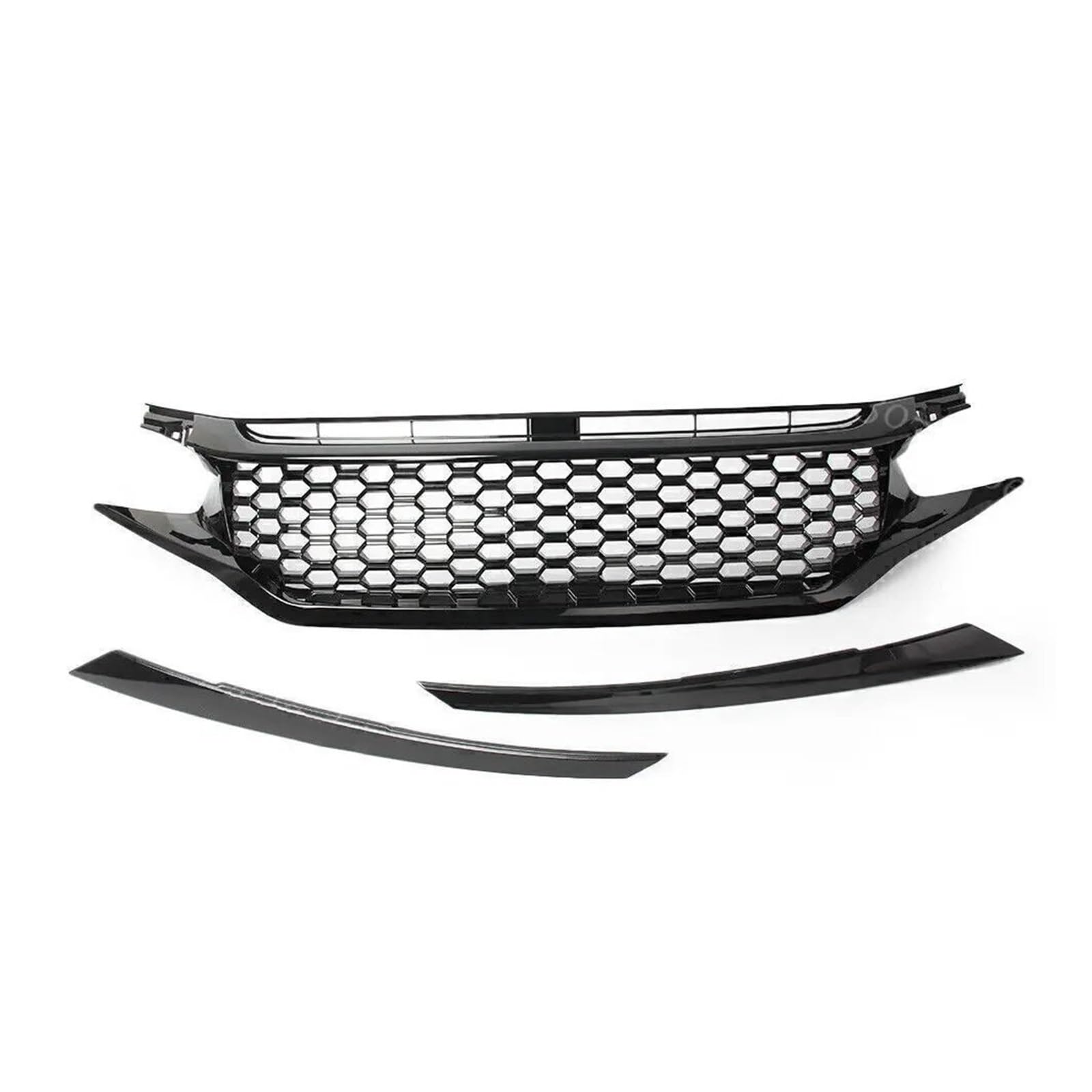 Front Kühlergrille Für Civic 2016 2017 2018 Honeycomb Gloss Black Front Bumper Mesh Grille Grill Auto Kühlergrill von HONGYISM