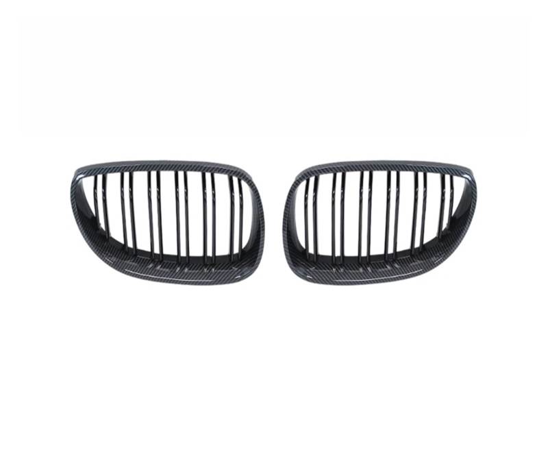 Front Kühlergrille Für E60 E61 5 Series 2003 04 05 06 07 08 2009 Auto Frontgrill Nieren Racing Grill Gitter Glanz Schwarz Auto Neue Doppel Lamellen Auto Kühlergrill(Double Line Carbon) von HONGYISM