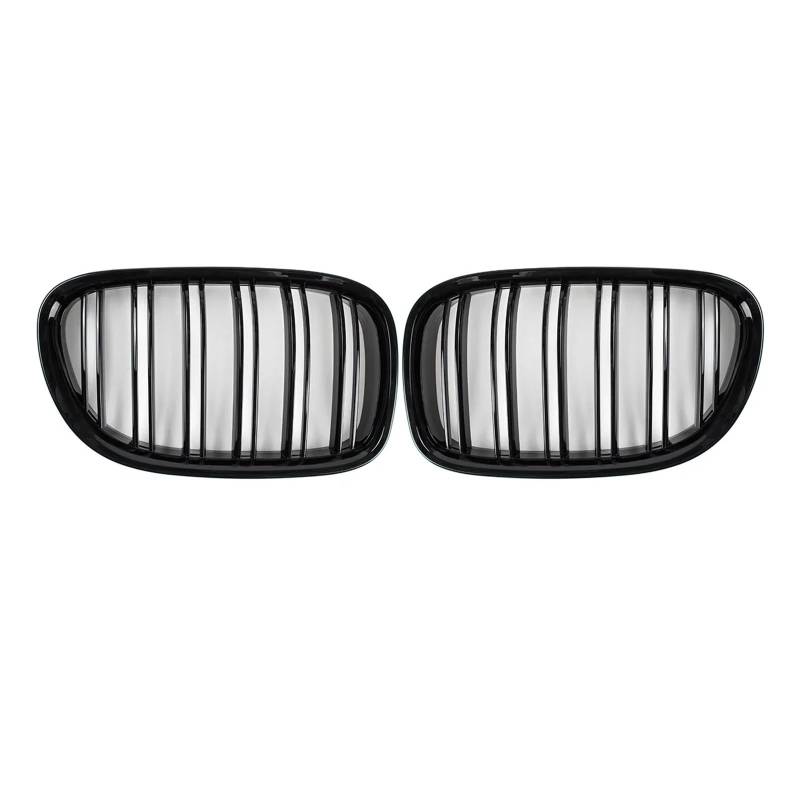 Front Kühlergrille Für F01 F02 F03 F04 740i 750i 7er-Serie 2009–2015 Doppellamellengrill, Paar Auto-Frontnierengrill, Glänzender Schwarzer Kühlergrill Auto Kühlergrill von HONGYISM