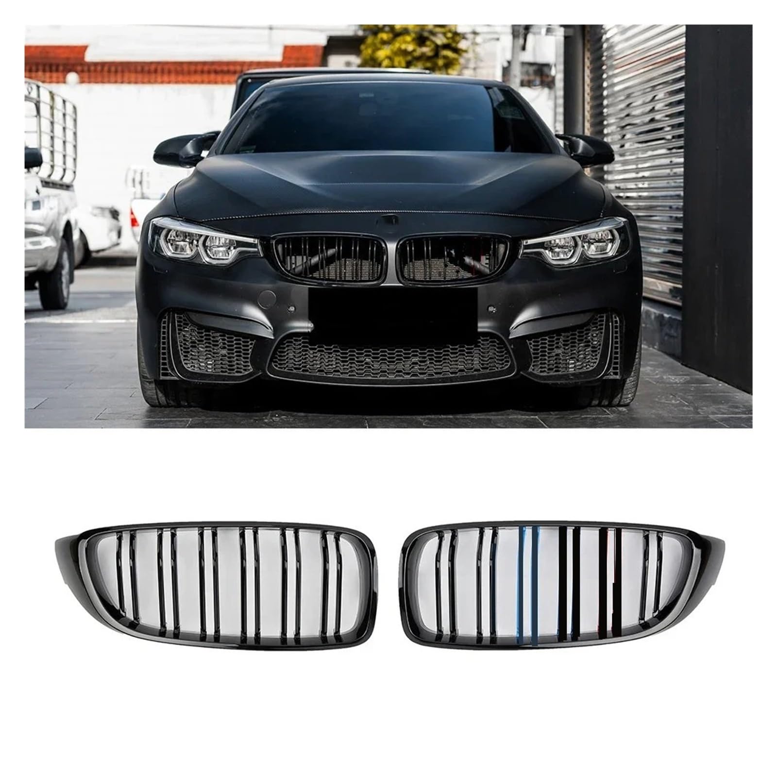 Front Kühlergrille Für F32 F33 F36 F80 F82 2013–2020 Cabriolet Coupe 425i 430i 440i 435i Glänzend Schwarz Vordere Nierengitter-Lamelle Für M4-Stil-Grill Auto Kühlergrill(Farbe) von HONGYISM