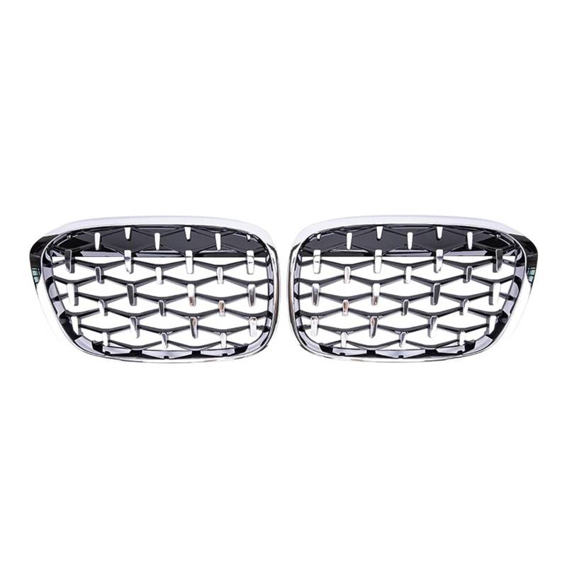 Front Kühlergrille Für Für X1 F48 F49 2016-2019 Auto Diamant Front Niere Grill Racing Grill Glanz Schwarz Grills Zubehör Grills Auto Styling Gitter Auto Kühlergrill(Full Silver) von HONGYISM