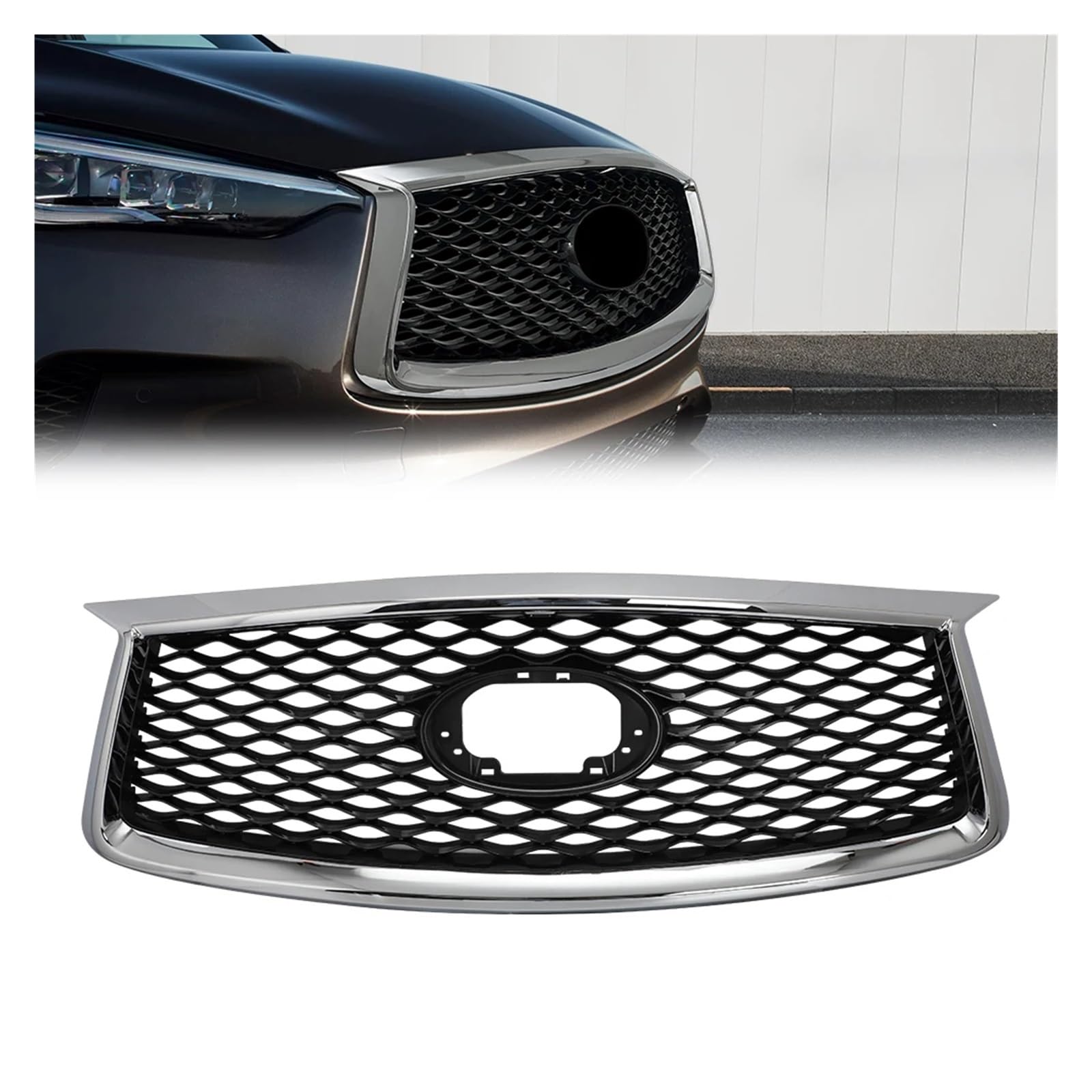 Front Kühlergrille Für Infiniti Qx50 QX50 QX 50 2018 Auto-Frontstoßstangengrillmaske Kühlergrill Renngrill Obere Stoßstangenhaube Netzgitter Schutzabdeckung Auto Kühlergrill von HONGYISM