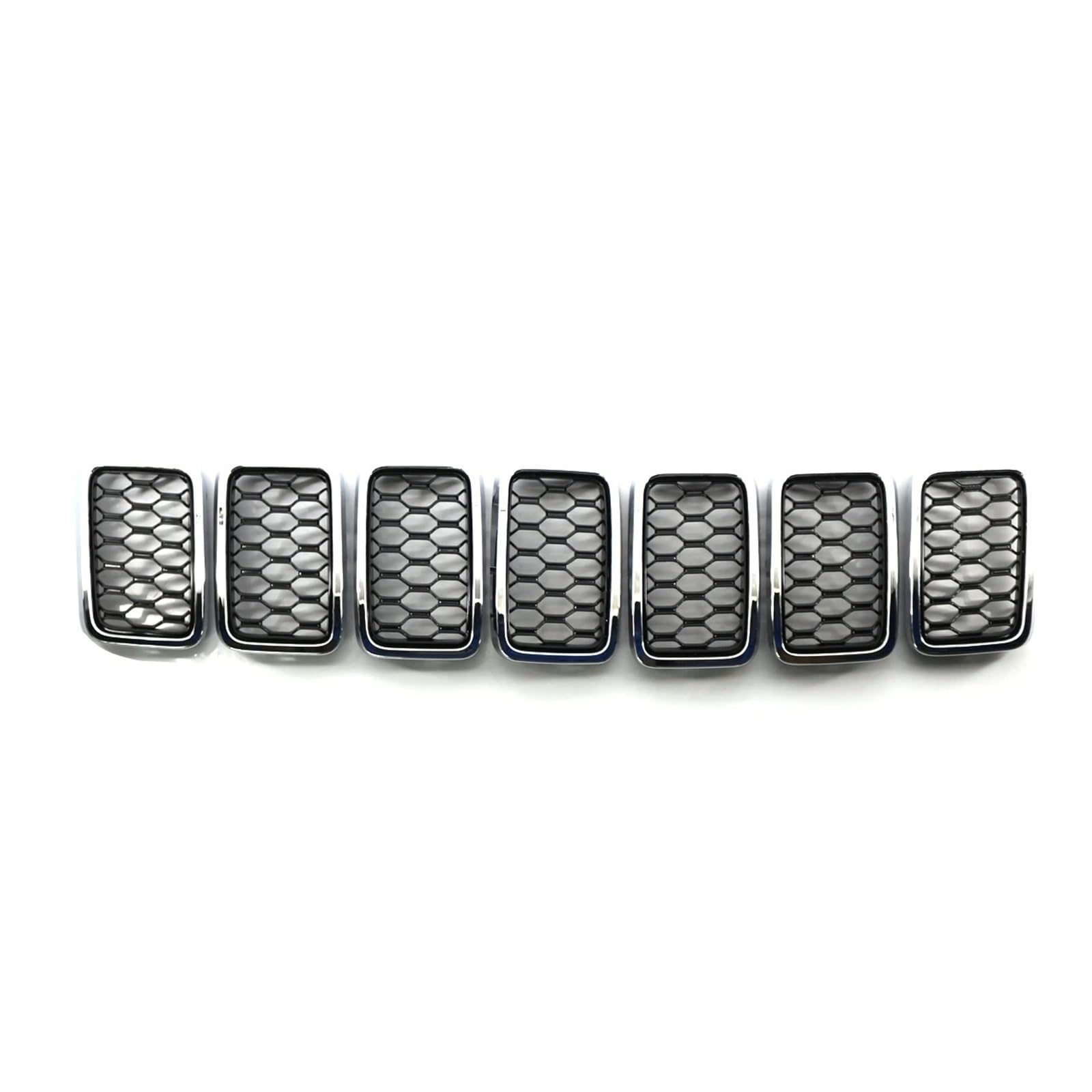 Front Kühlergrille Für Jeep Für Grand Für Cherokee 2017 2018 2019 2020 2021 Vordere Stoßstange Grill Wabe Mesh Grill Cover Trim Decor Auto Kühlergrill(Chrom) von HONGYISM