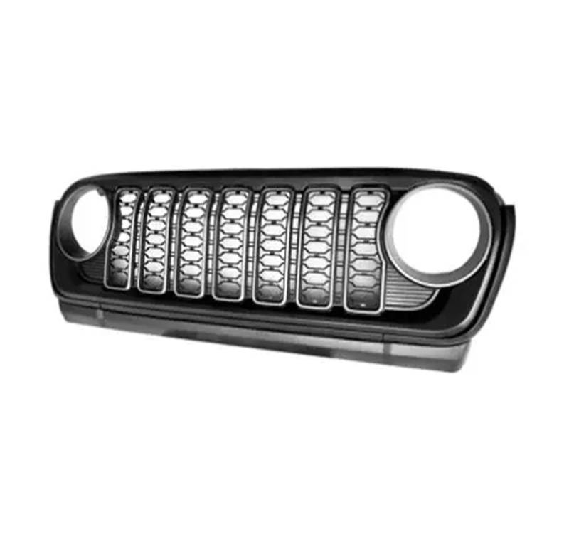 Front Kühlergrille Für Jeep Für Wrangler Für JL/Für Gladiator Für JT 2018 2019 2020 2021 2022 2023 2024 Kühlergrill Schwarz Mesh Grille Auto Kühlergrill(No Camera Hole) von HONGYISM