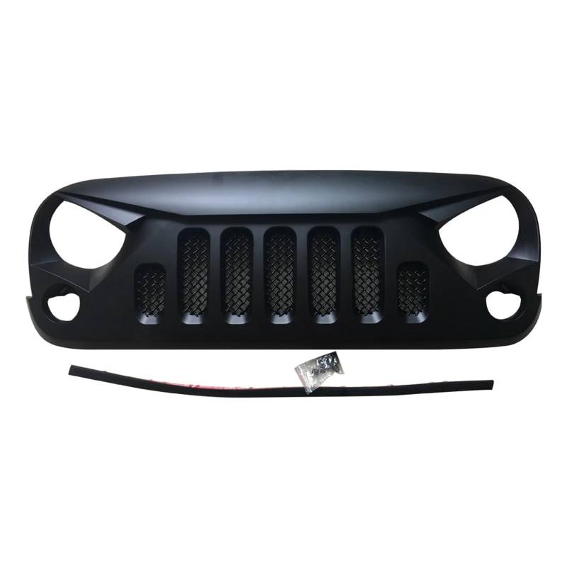 Front Kühlergrille Für Jeep Für Wrangler Für Rubicon Für Sahara Für Sport JK JKU 2007-2017 J189-5 Front Mattschwarz Für Gladiator-Kühlergrill Mit Netzeinsatz Auto Kühlergrill von HONGYISM