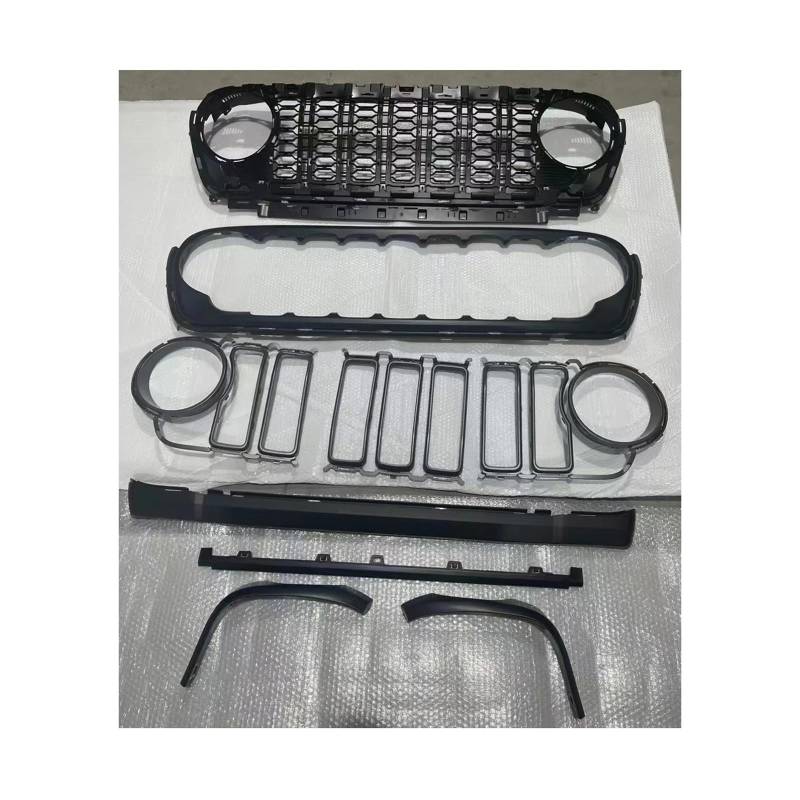 Front Kühlergrille Für Jeep Für Wrangler JL JT 2008 09 10 11 12 13 14 15 16 17 18 19-2024 Kühlergrill Mitte Net Look Stil Ändern Auto Teil Ändern Schwarz Auto Kühlergrill(Without Camera Hole) von HONGYISM