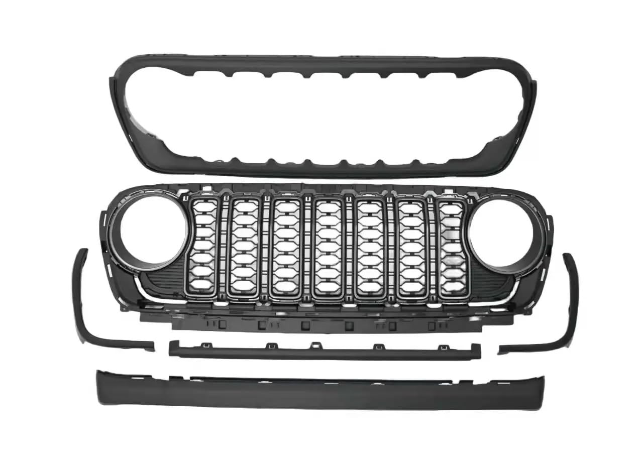 Front Kühlergrille Für Jeep Für Wrangler JL JT JL1300 Neuer Kühlergrill ABS 2024 Stil Grill 4875889977 Auto Kühlergrill(No Camera Hole) von HONGYISM