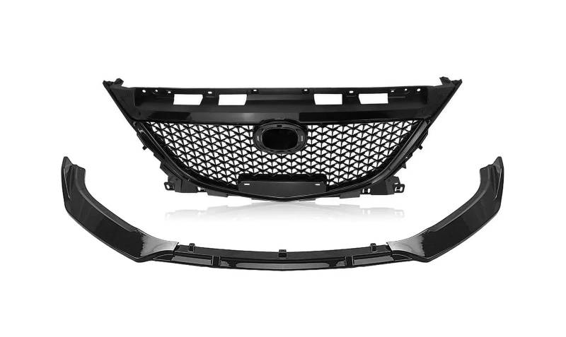 Front Kühlergrille Für Mazda 3 Für Axela 2014 2015 2016 Kühlergrill Wabengrill + Auto Untere Stoßstange Spoiler Splitter Schutzplatte Klinge Lippenschutz Auto Kühlergrill(A Set) von HONGYISM