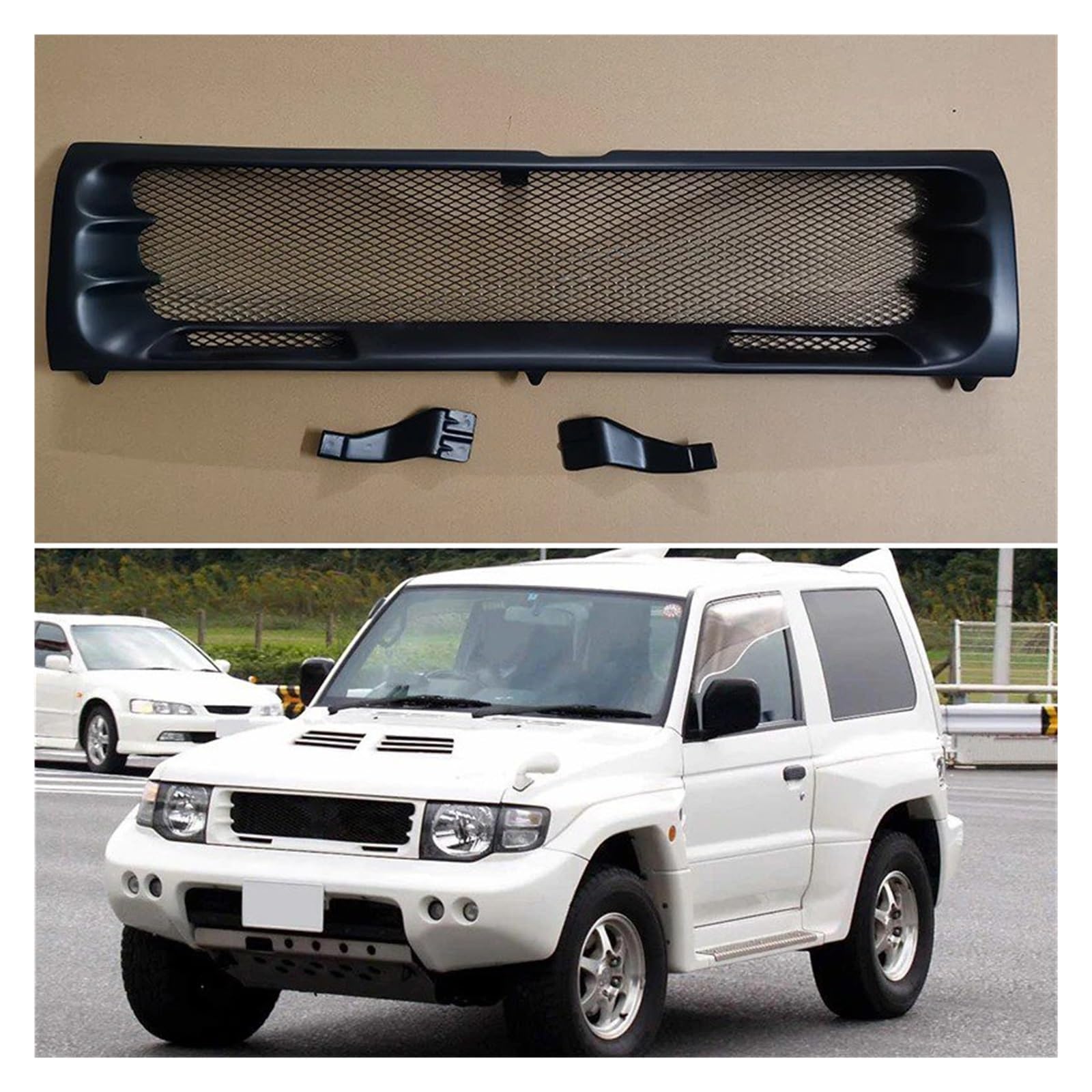 Front Kühlergrille Für Mitsubishi Für Shogun Für Pajero V55 1996 1997 Jahr Racing Grille Grill Body Kit Zubehör Für FRP Matt Schwarz Auto Kühlergrill von HONGYISM