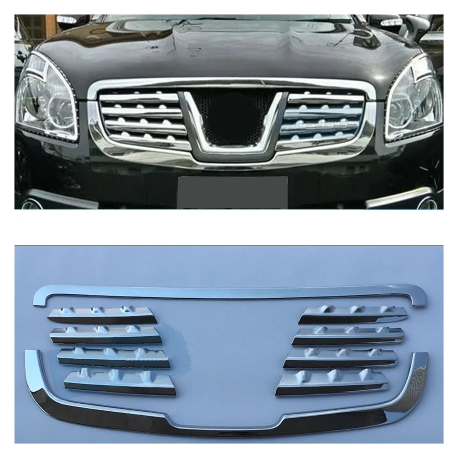 Front Kühlergrille Für Nissan Für Qashqai J10 2007 2008 2009 2010 2011 2012 Auto-Styling ABS Frontgrill Rundum Zierleiste Racing Grills Kunststoff Grill Grillverkleidung Auto Kühlergrill von HONGYISM