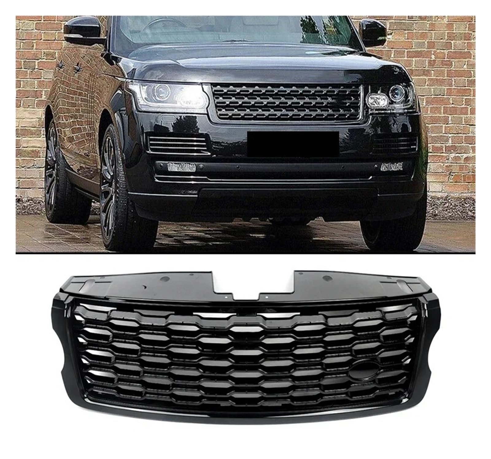 Front Kühlergrille Für Range Für Rover L405 Für Vogue 2013 2014 2015 2016 2017 Glanz Schwarz Facelift Look Frontstoßstangengrill Autozubehör Abs Auto Kühlergrill von HONGYISM