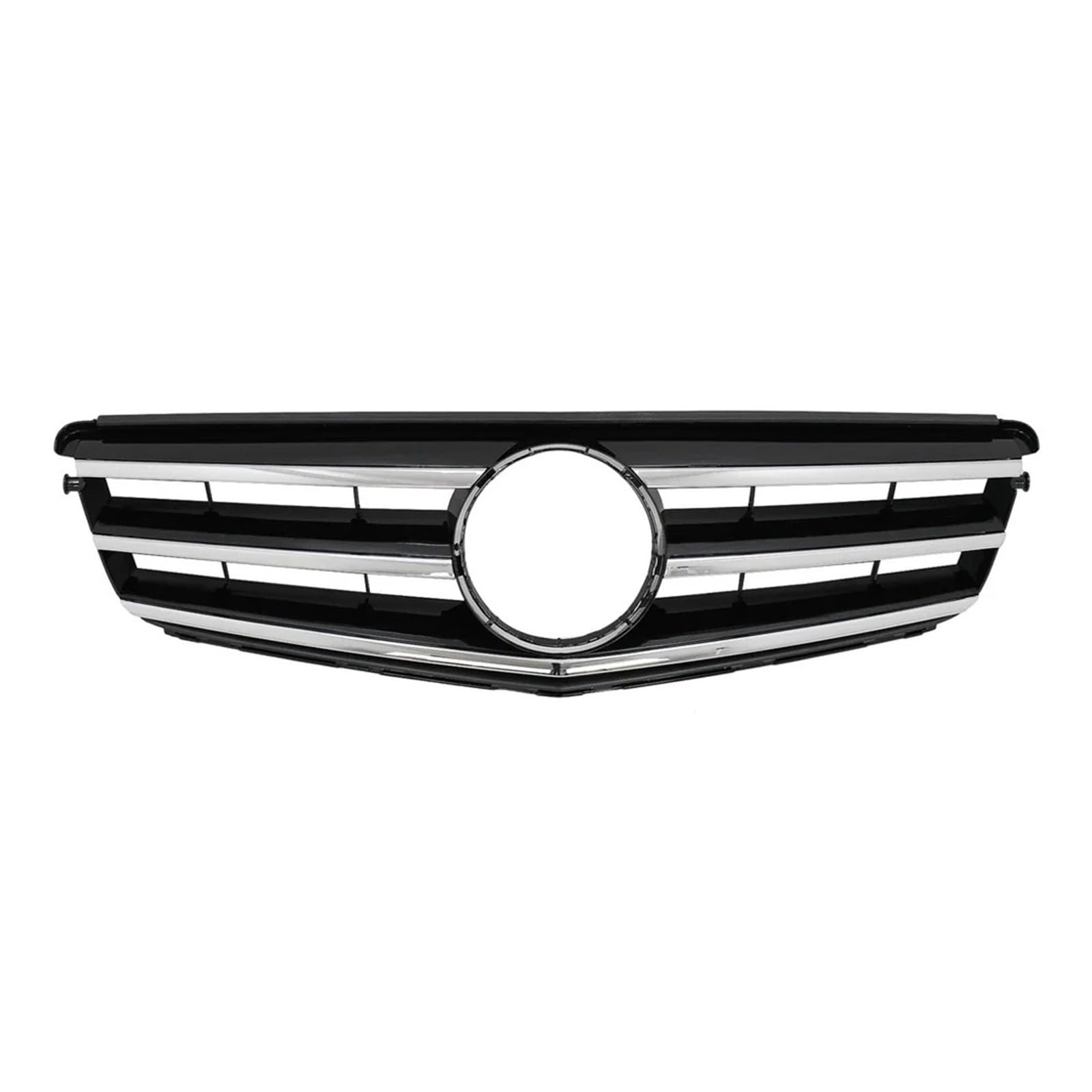 Front Kühlergrille Glänzendes Schwarz Den Frontstoßstangengrill Im Für GTR-Stil Für Benz C-Klasse W204 C180 C200 C350 2008–2014, Chrom-Silber-Diamanten-Grill Auto Kühlergrill(Sport-Chrome Black) von HONGYISM